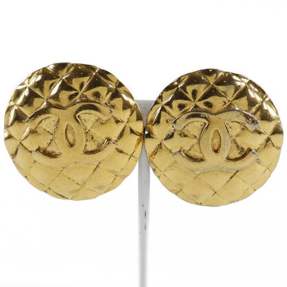 CHANEL Matrasse vintage COCO Mark Earring Plated Gold Women - Picture 1 of 10